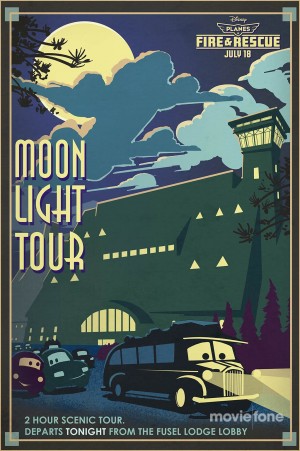 Vintage concept art poster for Moonlight Tours
